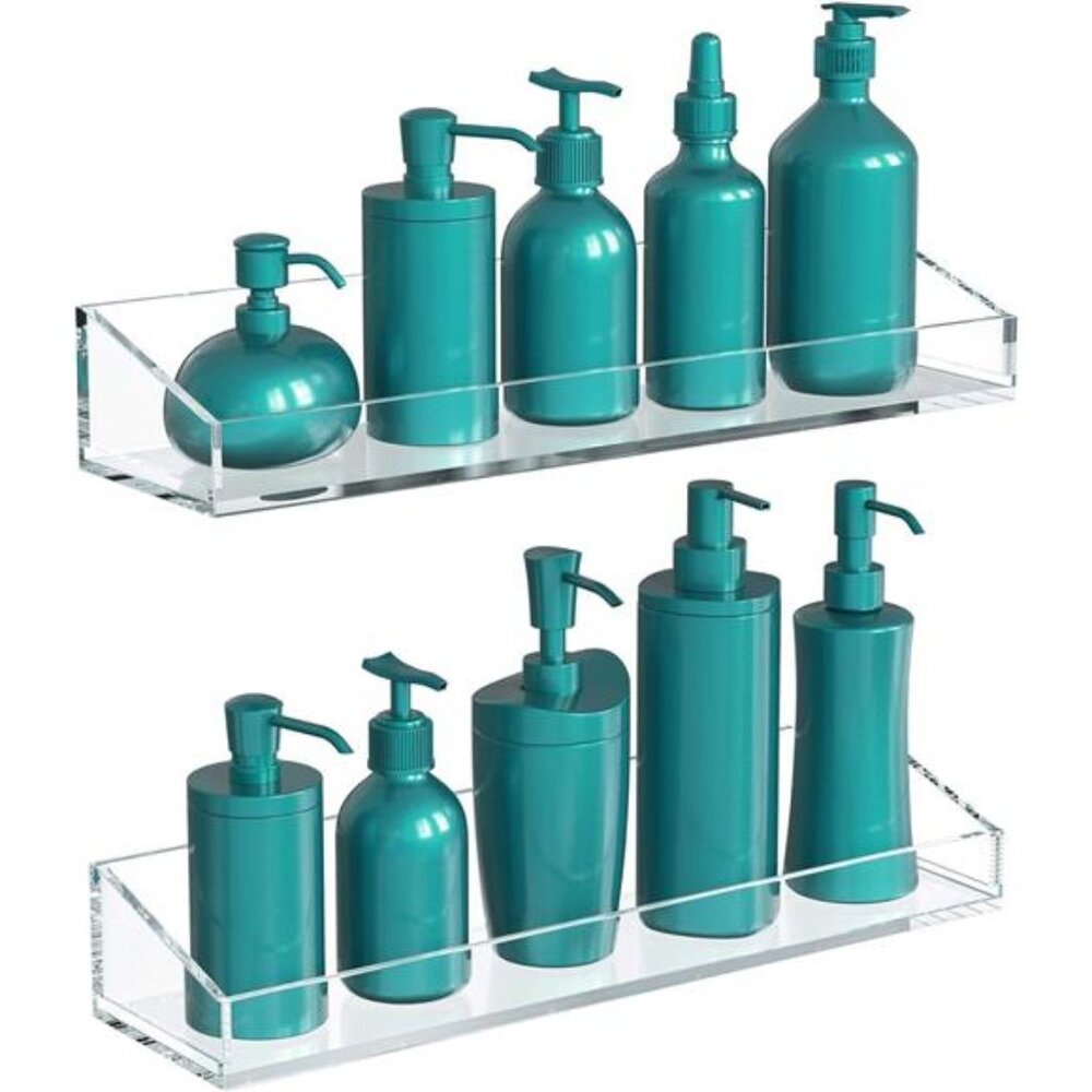 Acrylic Bathroom Shelves, Acrylic Shelf Transparent Wall Mounted, NoDrilling
